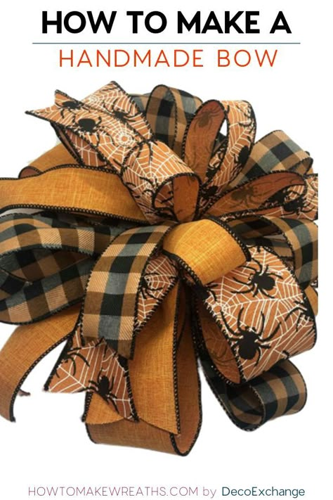 How To Make A Handmade Bow For Wreaths by Deco Exchange / How to Make Wreaths #homedecor #wreaths #howtomakewreaths Wreath Bow Diy, Bow Making Tutorials, Diy Wreath Bow, Christmas Bows Diy, Bow Diy, Homemade Bows, Make A Bow, Diy Christmas Wreaths, Bows Diy Ribbon