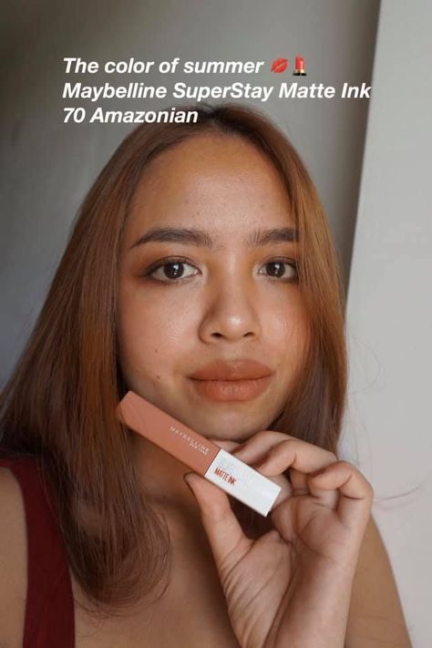 The color of summer/ Maybelline Super Stay Matte Ink #70 Amazonian Amazonian Maybelline Matte Ink, Maybelline Amazonian, Maybelline Matte Ink, Maybelline Super Stay Matte Ink, Lipstick For Dark Skin, Lip Color Lipstick, Color Lipstick, Dope Makeup, Maybelline Super Stay