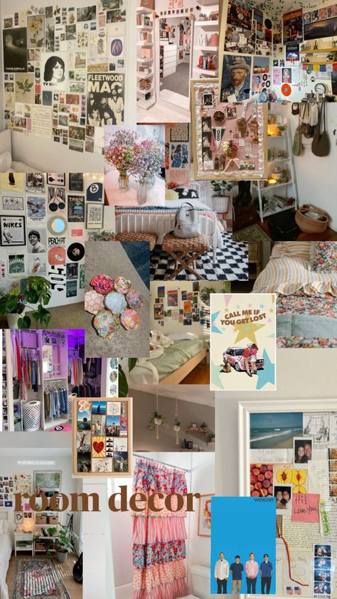 Collage Dorm Ideas, Collage Dorm, Dorm Ideas, Weezer, Tv Girls, Fleetwood Mac, Bedroom Makeover, Room Decor, Collage