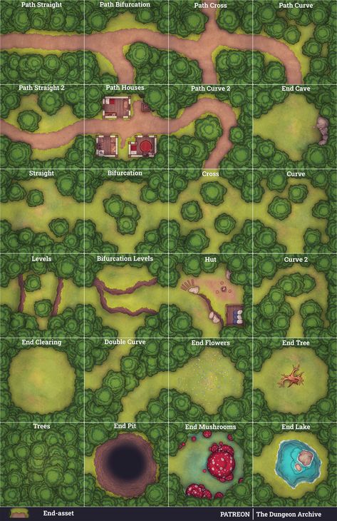 With two variations we made another Modular Map, perfect for creating an infinite modular forest in less than 5 minutes. Download in our Patreon https://www.patreon.com/posts/modular-woodland-81083435 Forest Dungeon Map, Modular Dungeon Tiles, Dnd Forest Map, Dnd Dungeon Maps, Modular Dungeon, Hex Tiles, Dungeons And Dragons Rules, Dnd Diy, Dnd Dungeon