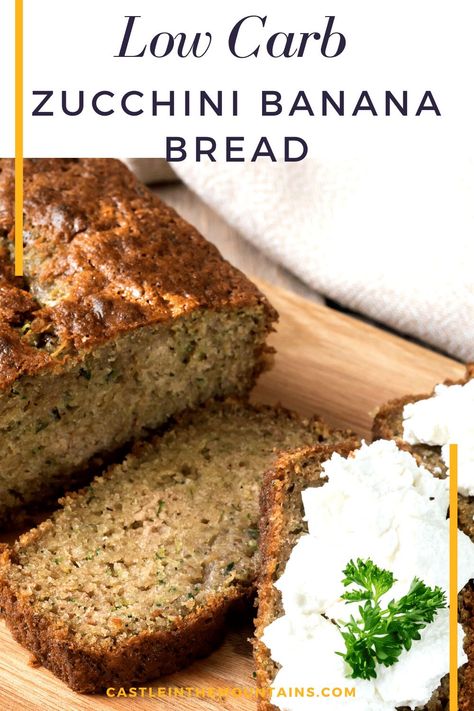 Keto Zucchini Bread Recipes, Zucchini Desserts Keto, Keto Zucchini Cake, Banana Bread Keto, Healthy Banana Zucchini Bread Recipe, Keto Zucchini Banana Bread, Keto Zucchini Bread, Low Carb Banana Bread, Banana Zuchini Baking Recipes