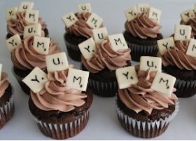 Scrabble Cake, Scrabble Wedding, Game Night Parties, Board Game Night, Scrabble Letters, Love Cupcakes, Cute Cupcakes, Yummy Cupcakes, Night Party