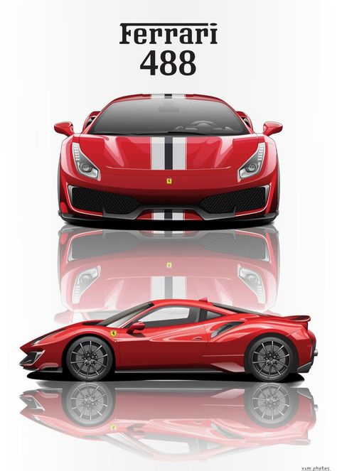 #Ferrari 488 Car Ferrari, Ferrari Poster, Ferrari 488, Conceptual Photography, Ferrari Car, Pretty Cars, Car Posters, Car Lover, Car Painting