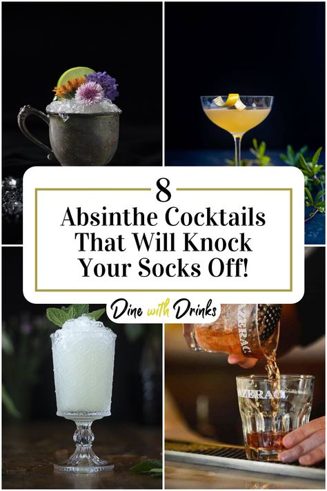 Collage of 4 absinthe cocktails. Absinthe Drinks Recipes, Cocktails With Absinthe, Absinthe Cocktail Recipes, Summer Pitcher Cocktails, Absinthe Recipe, Hibiscus Cocktail, Absinthe Cocktail, Liquid Therapy, The Green Fairy