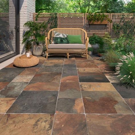 Tile Patio, Outdoor Tiles Floor, Outdoor Tile Patio, Terrace Tiles, Slate Patio, Patio Remodel, Outdoor Tile, Porch Tile, Exterior Tiles