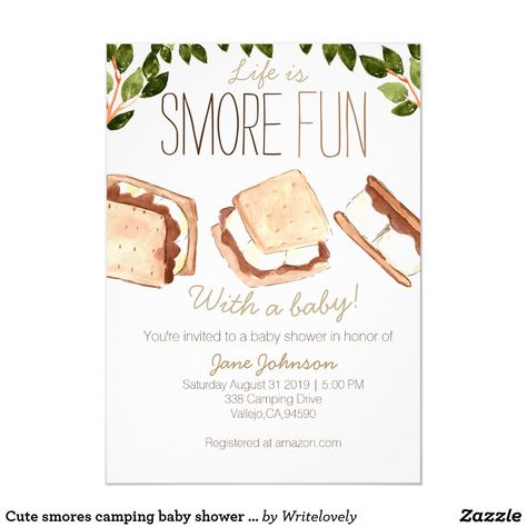 Camping Baby Shower Theme, Smores Party, Camping Baby, Camping With A Baby, Camping Theme, Baby Shower Invite, Baby Shower Invites, Baby Shower Fun, Baby Shower Fall