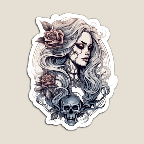 Get my art printed on awesome products. Support me at Redbubble #RBandME: https://www.redbubble.com/i/magnet/Gothic-tattoo-gothic-queen-roses-and-skull-barbie-by-GuGus1337/148682959.TBCTK?asc=u Gothic Skull, Queen Crown Tattoo, Steampunk Drawing, Gothic Flowers, Flower Sleeve, Beauty Wallpaper, Crown Tattoo, Gothic Tattoo, Leg Sleeve Tattoo