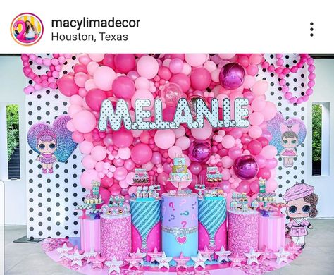 Lol Surprise Dolls Party Decorations, Surprise Party Themes, Birthday Party Dessert Table, Suprise Birthday, Doll Birthday Cake, 7th Birthday Party Ideas, Birthday Party Desserts, Lol Surprise Dolls, Party Dessert Table