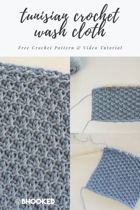 Textured Tunisian crochet wash cloth. Click through for the free pattern and video tutorial! #BHooked #Crochet #FreeCrochetPattern Tunisian Crochet Kitchen Towel, Bhooked Crochet Free Pattern, Tunisian Crochet Dishcloth, Tunisian Crochet Dishcloth Pattern Free, Tunisian Crochet Washcloth, Tunisian Patterns, Bat Crochet Pattern, Tunisian Stitches, Amigurumi Bat