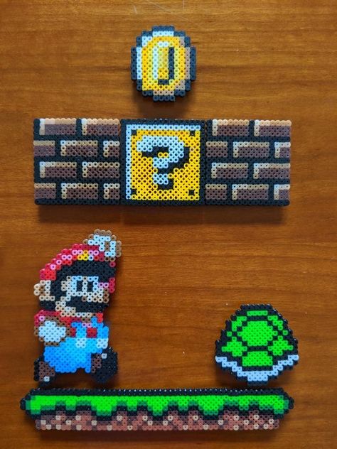 Perler Bead Magnets, Hama Beads Mario, Mario Crafts, Perler Bead Designs, Perler Bead Mario, Perler Beads Ideas, Easy Perler Bead Patterns, Pearl Beads Pattern, Art Perle