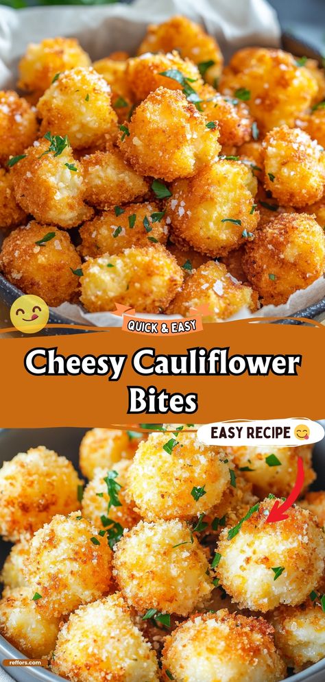 Cheesy Cauliflower Bites Cheesy Cauliflower Bread, Fancy Cauliflower Recipes, Cheesy Cauliflower Chips, Crispy Parmesan Cauliflower Bites, Cheesy Cauliflower Bites Low Carb, Cauliflower Rice Ideas, Creative Veggie Recipes, Cauliflower Cheese Bites, Cauliflower Side Dish Recipes Healthy