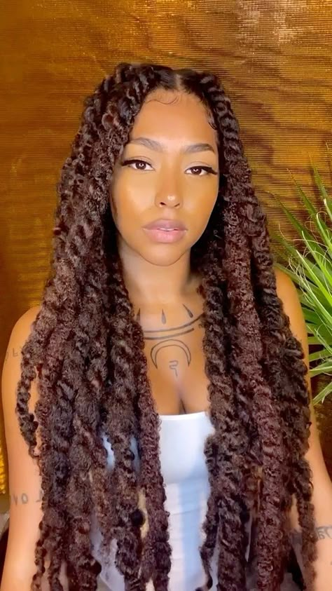 naturalbabepro on Instagram: Feeling a vibe with these jumbo twists. Press the reels icon on the bottom corner to view full screen. Get 25% OFF all hair products from… Naturalbabepro Hair, Jumbo Marley Twist Hairstyles, Brown Marley Twists, Large Marley Twists, Jumbo Rope Twist, Jumbo Marley Twists, Brown Twists, Invisible Locks, Hair Color Hairstyles