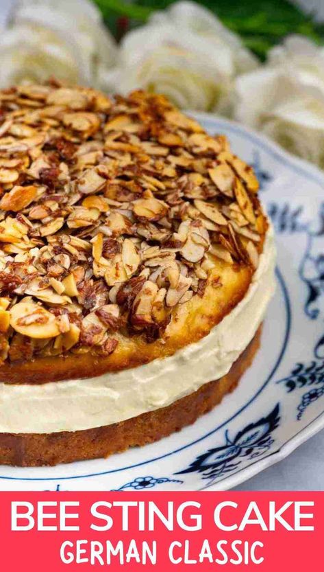 Bee Sting Cake Recipe: Germany's Bienenstich Is a Honey-Sweet Delight! Bee Sting Delight Recipe, Bee Sting Delight, Bee Sting Cake Recipe, Honey Bee Cake, German Bee Sting Cake, Extract Recipes, Bienenstich Recipe, Bee Sting Cake, Traditional German Food