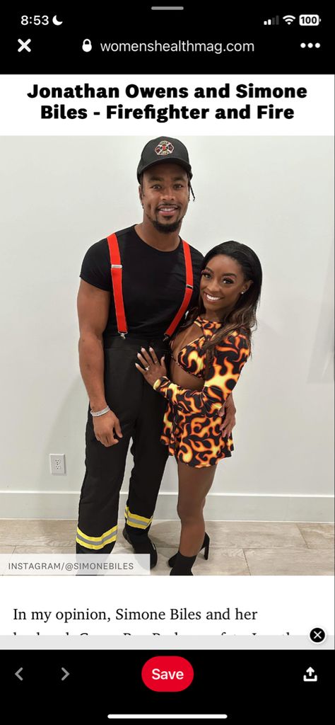 Fireman And Fire Couple Costume, Firefighter And Fire Couple Costume, Fire Fighter Couple Costume, Fire Costume, Firefighter Costume, Couple Costume, Simone Biles, Couple Halloween, Couple Halloween Costumes