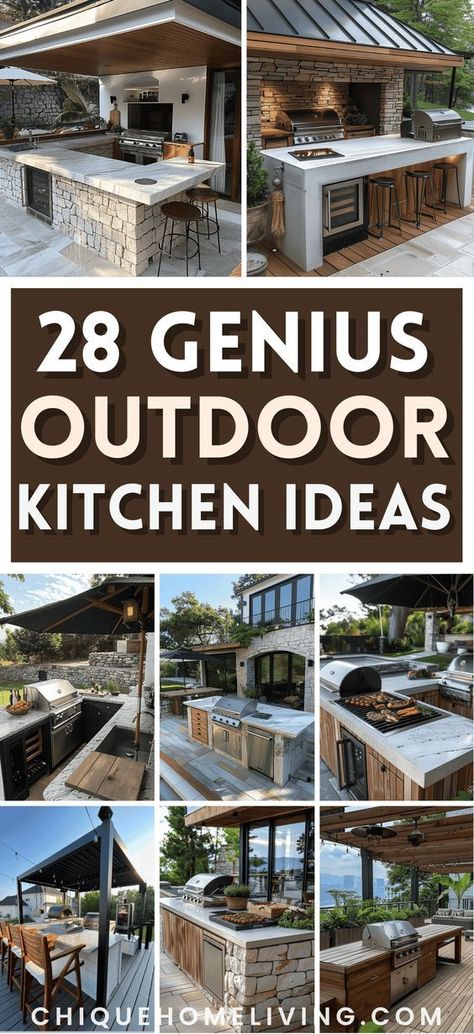 Outdoor Kitchen On Deck Ideas, Covered Grill Station, Amazing Outdoor Kitchen, Outdoor Kitchen Layout Ideas, Outdoor Kitchen Ideas Covered, Covered Outdoor Kitchen Design, Patio Kitchen Ideas Outdoor, Outdoor Kitchen With Pergola, Diy Outdoor Kitchens