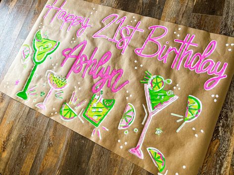 The cutest bday banner 💚🩷🌟🪩 21st Bday Decorations, Bday Banner, 21st Birthday Themes, 21st Birthday Banner, 21st Birthday Sign, Birthday Posters, 22nd Birthday, Paper Banners, Birthday Party 21