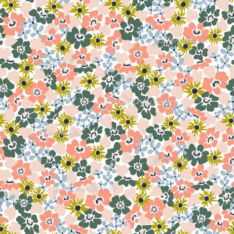 Vintage Floral Prints, Pattern Bank, Flower Background Design, Visual Library, Feedsack Fabric, Autumn Flowers, Flower Background, Retro Fabric, Pattern Ideas