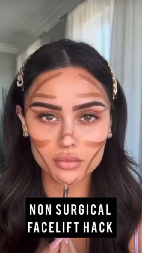 Full Face Makeup Round Face, Full Glam Face Makeup, Wedding Makeup Foundation, Counter And Highlight Makeup, Contour Makeup Kit, Graduation Makeup Brown Eyes, Summer Hair And Makeup Looks, Light Makeup For Tan Skin, Small Forehead Contour