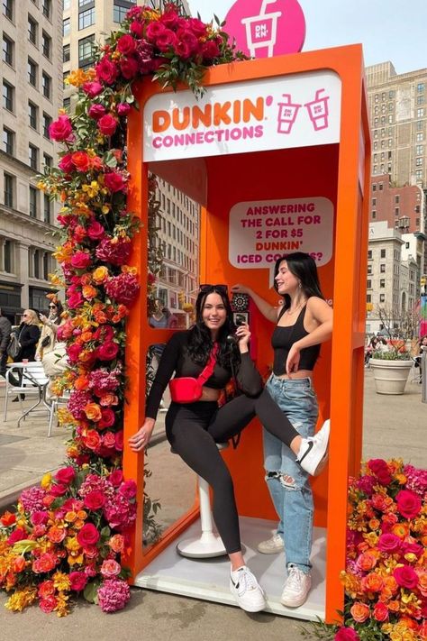 Dunkin Donuts photo booth Public Event Ideas, Public Space Activation, Fun Booth Design, Mall Activation Ideas, On Ground Activation Ideas, Activations For Events, In Store Activation, Sponsor Activation, Brand Activations & Experiential Marketing