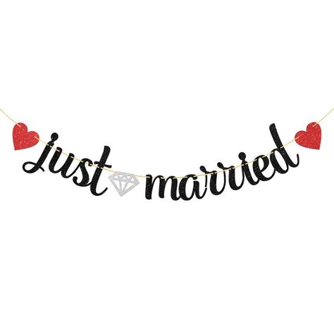 Just Married Banner, Wedding / Engaged Party Decorations, Shining Bridal Shower Banner, Mr And Mrs Romantic Wedding Party, Black Red Just Married Banner, Banner Wedding, Bridal Shower Banner, Bride Photography Poses, Just Engaged, Bride Photography, Good Quotes For Instagram, Bridal Show, Mr And Mrs