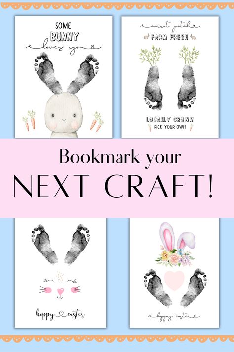 Daycare Easter fun with handprint & footprint crafts. Easy & engaging for every child. Bunny Footprint Art, Handprint Footprint Crafts, Bunny Handprint, Bunny Footprint, Easter Handprint, Handprint Cards, Footprint Crafts, Easter Bunny Ears, Easy Easter Crafts