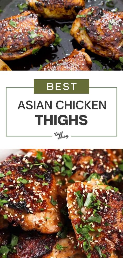 Chinese Chicken Thigh Recipes, Sticky Asian Chicken, Easy Chicken Thighs, Sticky Chicken Thighs, Asian Chicken Thighs, Chef Savvy, Best Easy Dinner Recipes, Crispy Chicken Thighs, Chicken Thighs Recipes