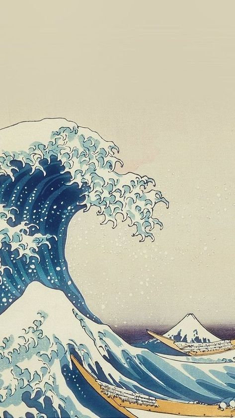 🌊𝚍𝚎𝚕 🌊💫 Japanese Art Wallpaper Iphone, Japanese Art Wallpaper, Mars Wallpaper, Iphone Wallpaper Texture, Ocean Drawing, Wave Drawing, Ocean Waves Painting, The Great Wave, Waves Wallpaper