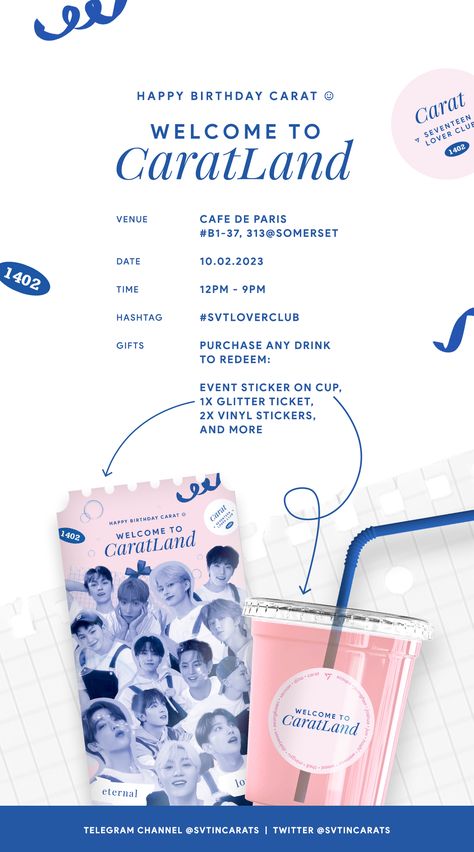 Seventeen Cupsleeve Event, Kpop Event Poster, Cupsleeve Event Poster, Seventeen Cupsleeve, Cup Sleeve Design Ideas, Cup Sleeve Event, Paper Cup Design, Event Proposal, Event Stickers