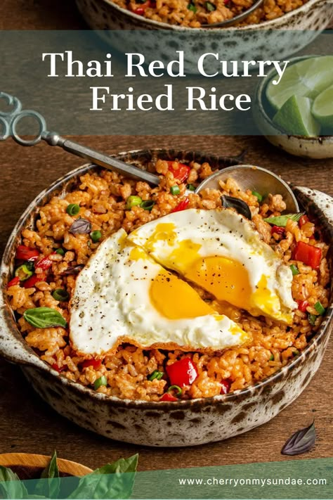 Curry Rice Recipes, Thai Red Curry Recipe, Curry Fried Rice, Flexitarian Recipes, Rice With Chicken, Chicken Fresh, Curry Rice, Red Curry Paste, Thai Basil