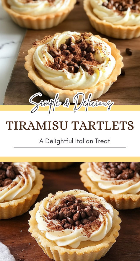 Tiramisu Tartlets are a delightful twist on the classic Italian dessert, combining the rich flavors of coffee and chocolate in a bite-sized treat. White Chocolate Tartlets, Tartine Bakery Recipes, Chocolate Almond Tart, Creme Brulee Tartlets, Mousse Tart Recipes, Chocolate Tartlets Recipe, Mini Tartlets Dessert, Mini Pastry Ideas, Pastry Tray Ideas