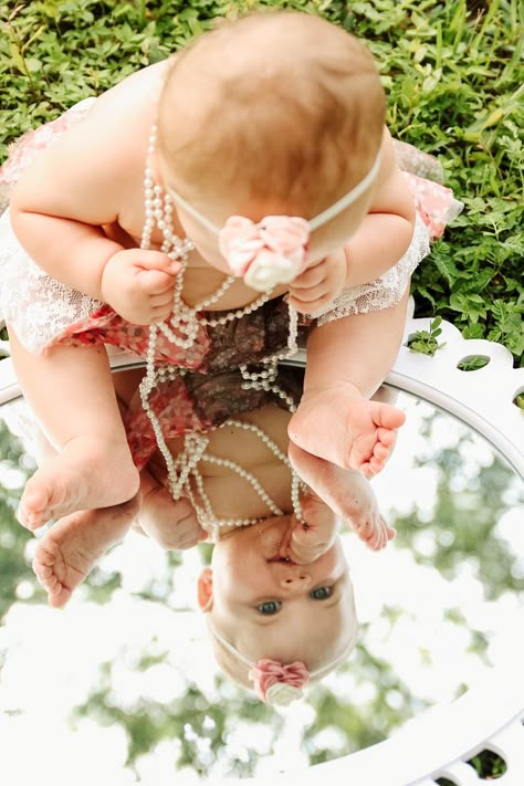 Infant Mirror Pictures, First Birthday Mirror Pictures, Mirror Baby Photoshoot, Babies First Birthday Photo Shoot, Baby Mirror Photoshoot, Baby Mirror Pictures, 9 Month Milestone Pictures, Brooklyn Pictures, 1st Birthday Picture Ideas