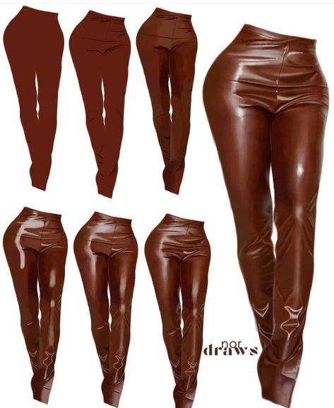 Shading Leather Digital, Leather Shading Tutorial, Digital Art Tutorial Clothes, Leather Pants Drawing Reference, Leather Rendering Tutorial, Leather Digital Art Tutorial, How To Color Leather Digital Art, How To Paint Leather Digital, Leather Drawing Reference