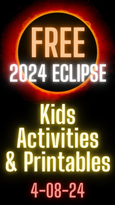 Eclipse Activities For Kids, Solar Eclipse Kids, Homeschool Science Lessons, Eclipse Activities, Eclipse Book, Solar Eclipse Activity, Moon Chart, 2024 Eclipse, Solar Eclipse Glasses