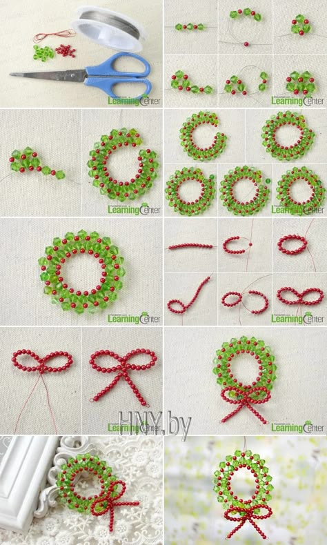 Christmas Beads Craft, Beaded Ornaments Diy, Electric Colors, Christmas Beading, Christmas Jewelry Diy, Beaded Christmas Decorations, Beaded Flowers Patterns, Holiday Beading, Beads Craft Jewelry