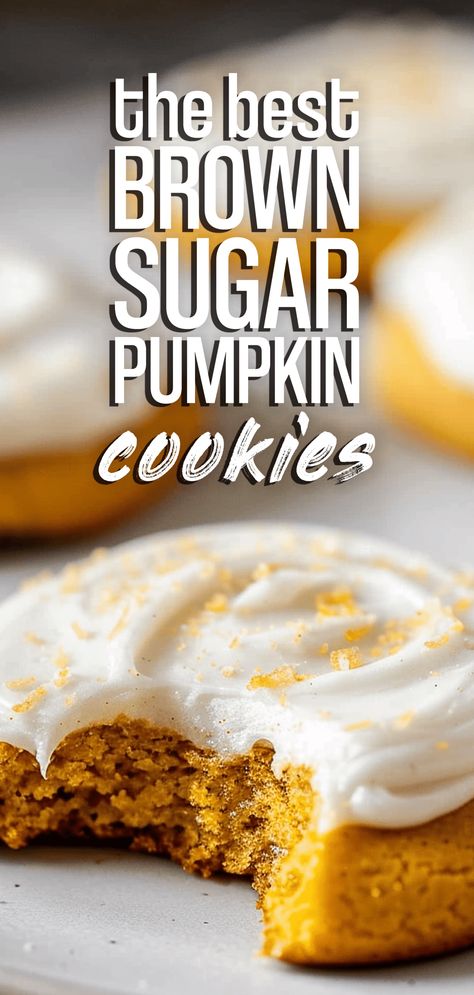 Frosted Pumpkin Cookies [25 Minutes] – Chasety Frosted Pumpkin Cookies, Creamy Vanilla Frosting, Pumpkin Cookies Easy, Zucchini Cookies, Pumpkin Sugar Cookies, Pumpkin Cookie Recipe, Brown Sugar Cookies, Fall Baking Recipes, Sugar Pumpkin