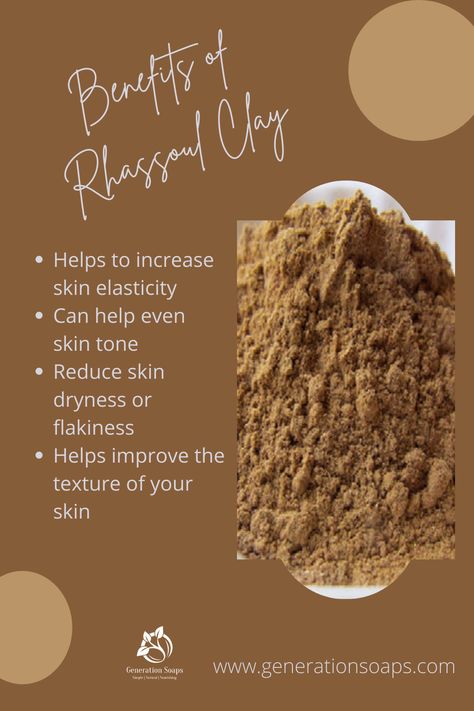 Rhassoul clay is considered a natural cleanser by removing excess dirt and sebum allowing your pores to breathe. The mineral composition of rhassoul clay helps to reduce skin dryness and improve skin clarity. #naturalingredients #healthyskin #facialmasks #rhassoulclay Rhassoul Clay Mask, Skin Esthetician, Oil Cleansing, Diy Skin Care Recipes, Natural Cleanser, Skin Dryness, Skincare Product, Skin Care Remedies, Skin Care Recipes