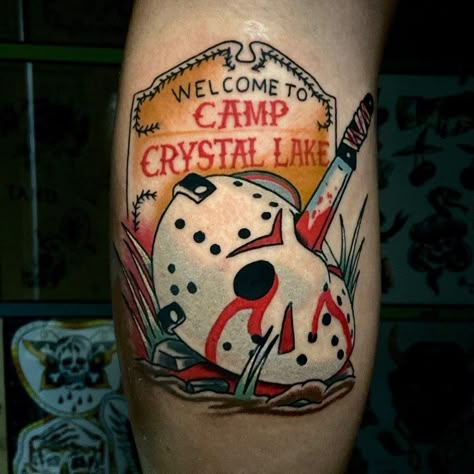 Jason Vorhees Tattoo, Jason Voorhees Tattoo, Freddy Krueger Tattoo, Halloween Tattoo Flash, Friday The 13th Tattoo, Friday The 13th Jason, 13 Tattoos, Movie Tattoos, Ghost Tattoo