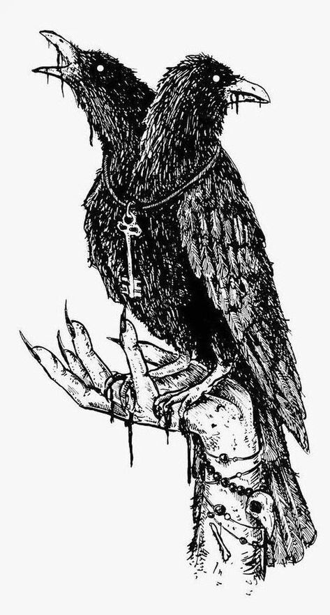 Kunst Tattoos, Creepy Drawings, Crow Tattoo, Raven Tattoo, Black Birds, Creepy Tattoos, Dark Art Tattoo, Occult Art, Dark Art Drawings