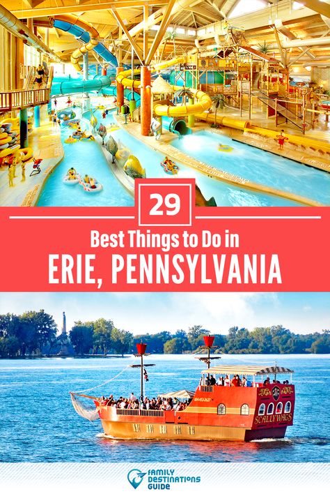 Want to see the most incredible things to do in Erie, PA? We’re FamilyDestinationsGuide, and we’re here to help: From unique activities to the coolest spots to check out, discover the BEST things to do in Erie, Pennsylvania - so you get memories that last a lifetime! #erie #eriethingstodo #erieactivities #erieplacestogo Things To Do In Pennsylvania, Indoor Water Parks, Erie Pennsylvania, Pennsylvania Travel, Indoor Waterpark, Zip Line, Erie Pa, Things To Do With Kids, Water Parks