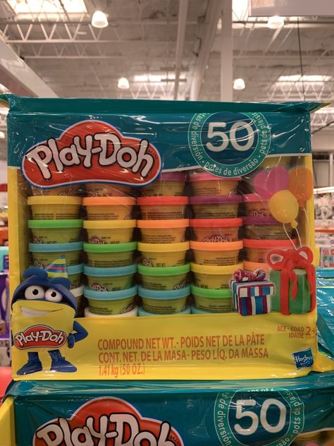 This Costco Play-Doh is such a timeless gift for kids! No matter what kind of toys your kids like or dislike, it seems that Play-Doh is universally loved. It's even fun to play with as an adult. Costco sells this 50 pack for only $9.99. It comes in 1 ounce fun size cans. This size is perfect for playing with just a little bit at a time. This will inevitably make the Play-Doh last that much longer. #costco #playdoh 7 Months Baby Food, Play Doh Toys, Paw Patrol Figures, Spiderman Invitation, Costco Shopping, Play 5, Kids Toy Shop, 2nd Birthday Gifts, Makeup Tutorial Foundation