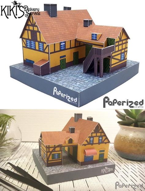 PAPERMAU: Kiki's Delivery Service - Guchokipanya Bakery Paper Model by Paperized Crafts Kiki's Delivery Service House, Ghibli Papercraft, Ghibli Minecraft, Kiki Bakery, Kiki's Delivery Service Bakery, Acnh Ghibli, Wii Music, Tiny Glade, Bakery Paper