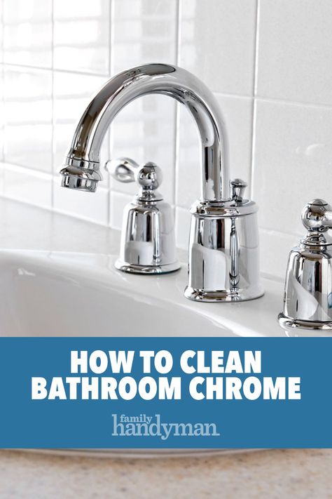 Silver Bathroom Fixtures, Chrome Shower Fixtures, Clean Bathroom Sink, Chrome Bathroom Fixtures, Silver Faucet, Homemade Shower Cleaner, Bathroom Chrome, How To Clean Chrome, Bathroom Faucets Chrome