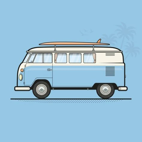 Vw Camper Drawing, Vw Camper Tattoo, Camper Tattoo Ideas, Offroad Illustration, Camper Tattoo, Camper Drawing, Vintage Vw Camper, Foto Cars, Camper Vintage