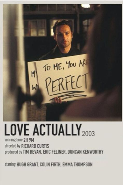 Polaroid poster of the 2003 Christmas film, Love Actually. Love Actually Poster, Movie Polaroid Posters, Love Actually 2003, Minimalist Polaroid Poster, Bill Nighy, Richard Curtis, Laura Linney, Polaroid Posters, Christmas Films