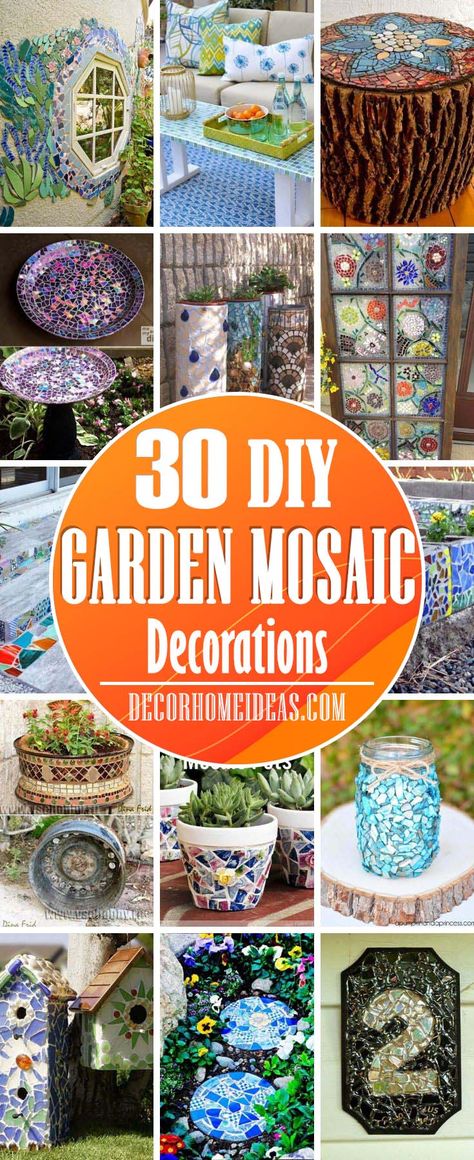 Diy Mosaic Garden, Diy Mosaic Projects, Easy Mosaic, Mosaic Planters, Tattoo Plant, Christmas Garden Decorations, Mosaic Art Diy, Whimsical Garden Art, Mosaic Stepping Stones