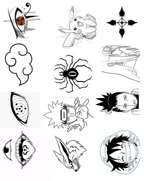 Flash Tattoo Anime, Anime Flash Tattoo, Flash Tattoo Sleeve, Basic Tattoos, Tattoo Anime, Manga Tattoo, Clever Tattoos, Wicked Tattoos, Naruto Tattoo