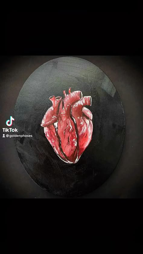 Cold Heart Painting, Painting Of A Heart Realistic, Painted Anatomical Heart, Human Heart Canvas Painting, Heart Anatomy Painting, Real Heart Painting On Canvas, Canvas Painting Aesthetic Dark, Anatomical Heart Painting Easy, Anatomically Correct Heart Painting