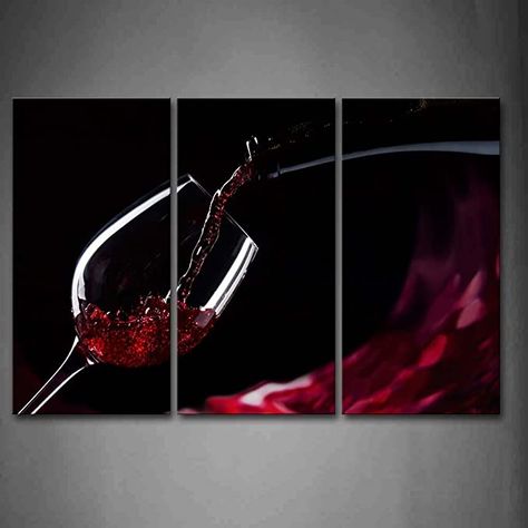 Red Wine in The Glass Wall Art Painting The Picture Print On Canvas Food Pictures for Home Decor Decoration Gift: Amazon.ca: Home & Kitchen Wine Theme Kitchen, Art Du Vin, Paint And Drink, Pictures For Home, Wine Wall Art, Decor Ikea, Wine Wall, White Wine Glasses, Kitchen Decor Themes