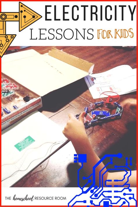 Electricity lesson for kids, hands-on projects, worksheets, and links. Learn all about electricity! Kindergarten Stem Activities, Electricity Lessons, Circuits Science, Stem Activities Elementary, Unit Study Planner, Secular Homeschool Curriculum, Homeschooling Elementary, Homeschooling Science, Crafts Kindergarten