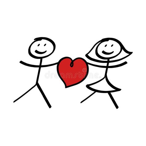 Stick figure couple with heart. Stick figure love couple with heart stock illustration Stick Figure Couple, Funny Cartoon Drawings, Couples Doodles, Stick Drawings, Stick Figure Drawing, Fashion Drawing Tutorial, Stick Man, Couple In Love, Stick Figure